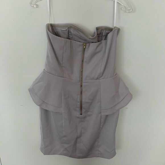 H&M Strapless Sweetheart Peplum Light Gray Dress - Picture 3 of 3